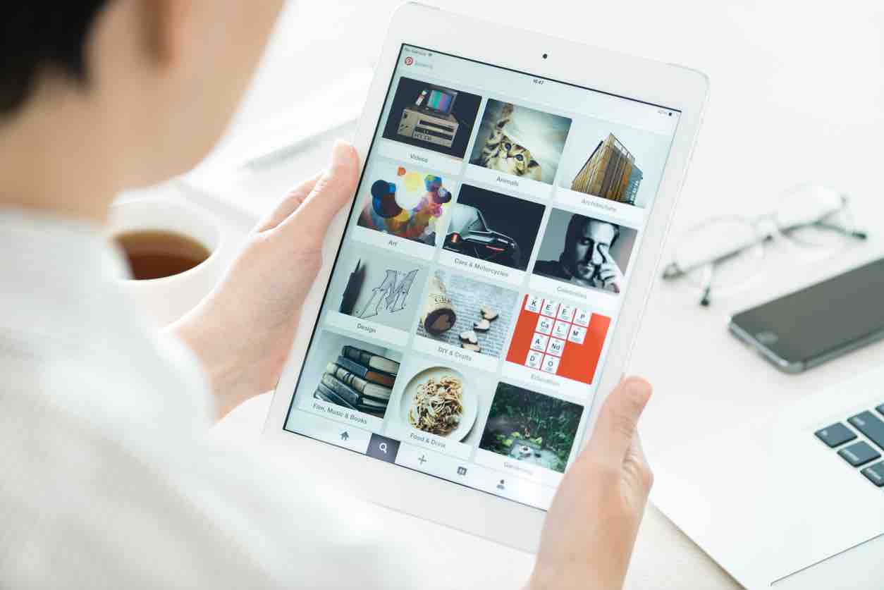 Pinterest boards on Apple iPad Air