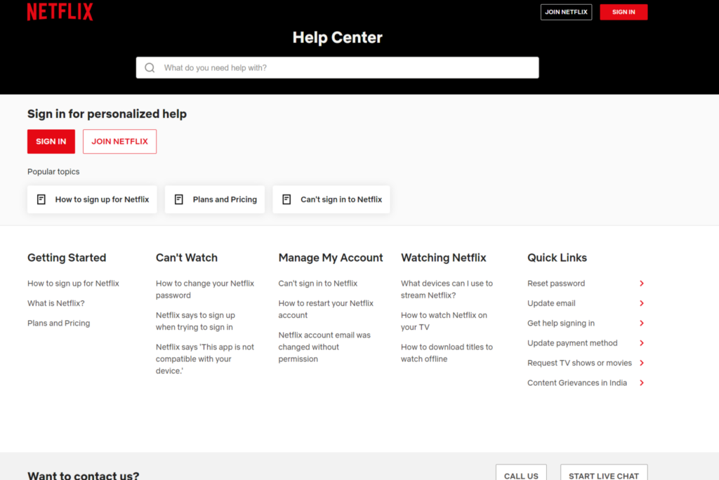 Netflix FAQ Page